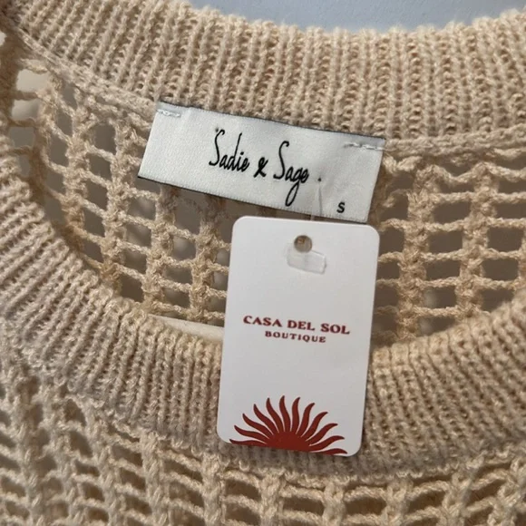 Tan Knit Crochet Sweater Tank Small BNWT - Picture 2 of 6
